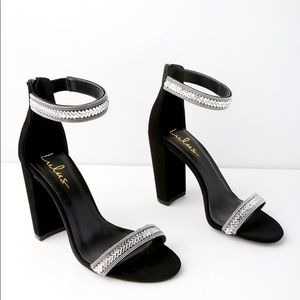 Lulu’s Black Beaded Blocks Heels 6.5